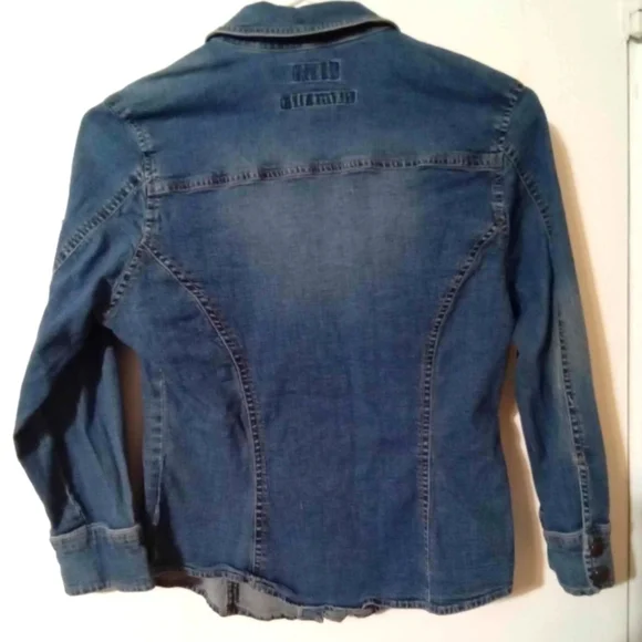 VINTAGE RARE GUESS STRETCH DENIM TOP WOMENS S/P CO - Picture 2 of 8